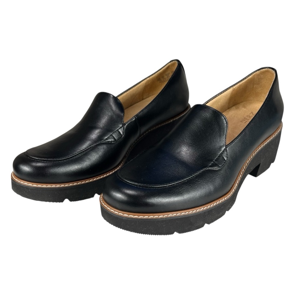 Naturalizer Women’s 12M‎ Black Leather Loafer Heels Comfort Pumps Shoes - Picture 4 of 13